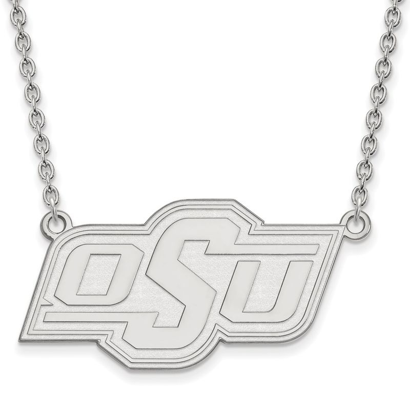 Sterling Silver Oklahoma State Osu Large Pendant Necklace